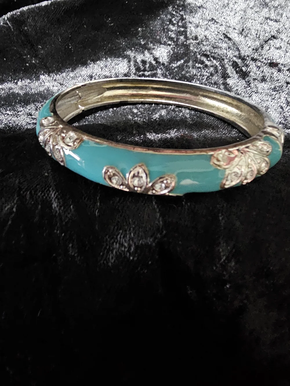 Turquoise Enamel Butterfly Hinged Bangle Bracelet